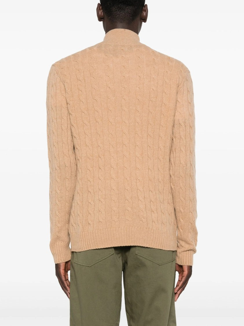 Polo Ralph Lauren Cable Knit Pullover With Half-Zip Closure And Mock Neck