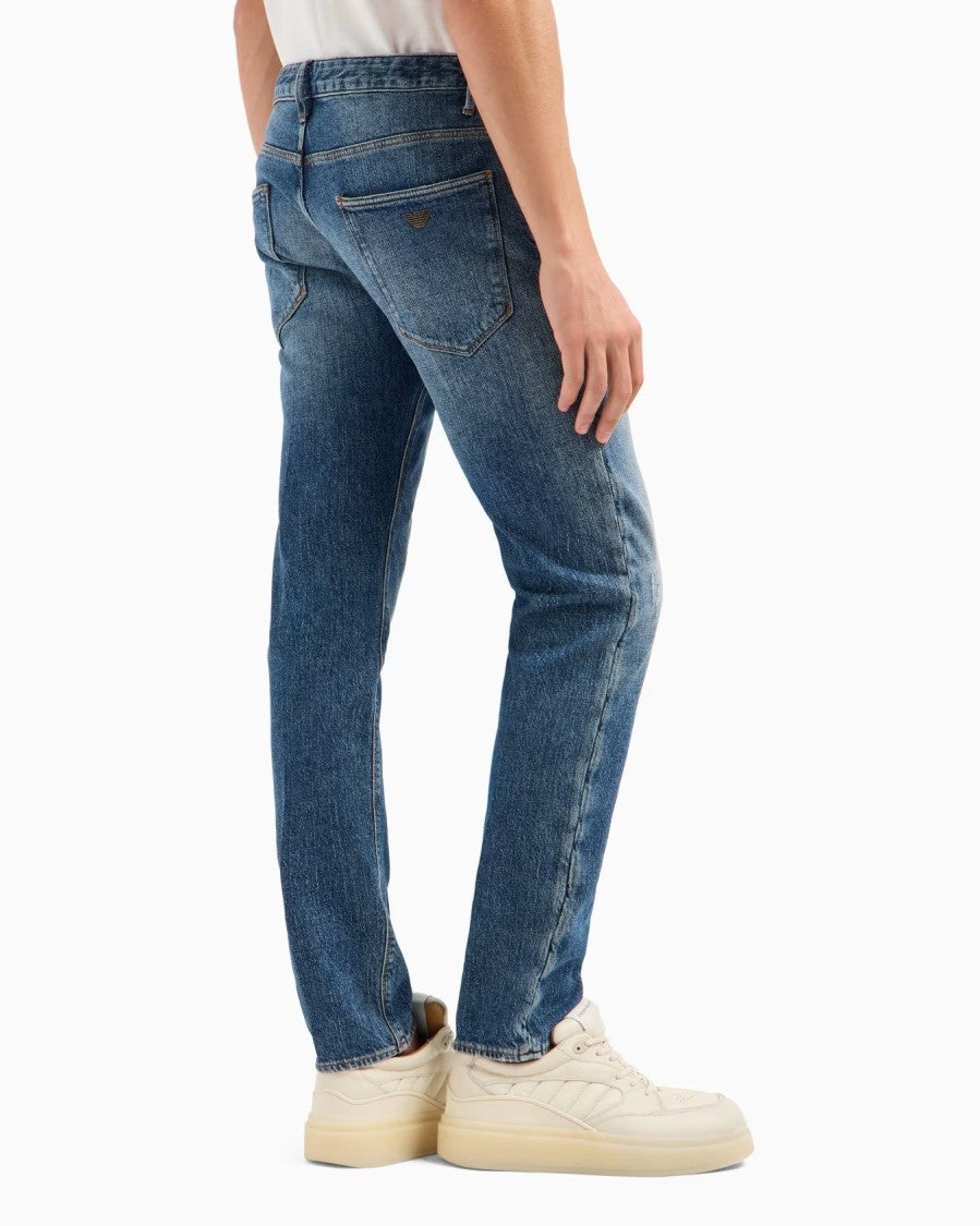 Emporio Armani Slim Fit Denim Jeans With Iconic Eagle Logo