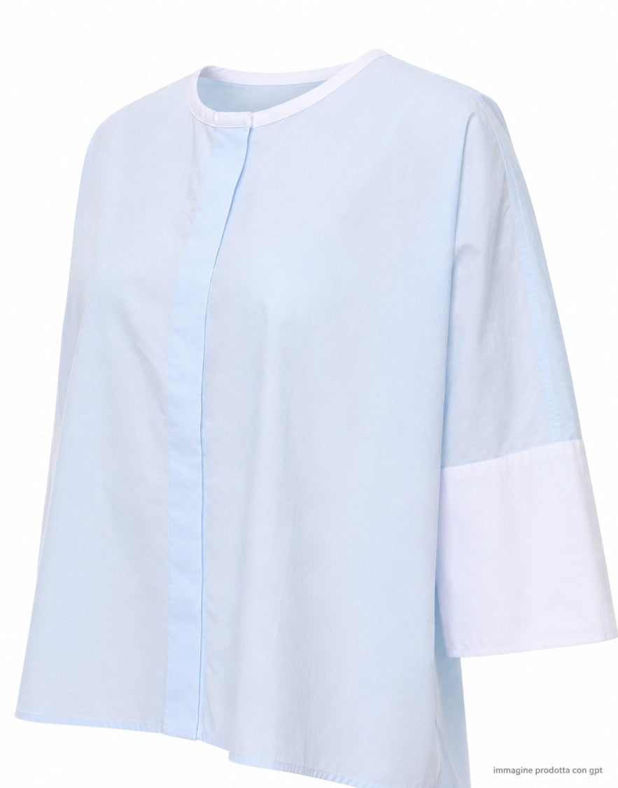 Pomandère Sky Blue Oversize Cotton Shirt