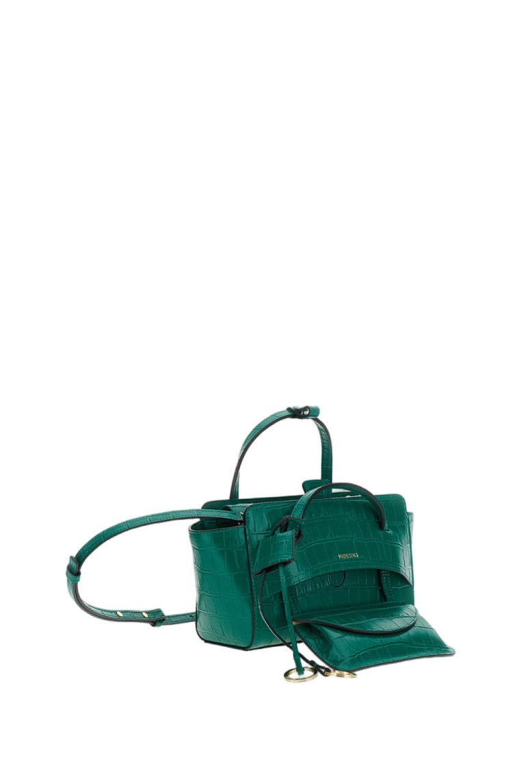 Hidesins Green Flap S Croc-Effect Leather Shoulder Bag