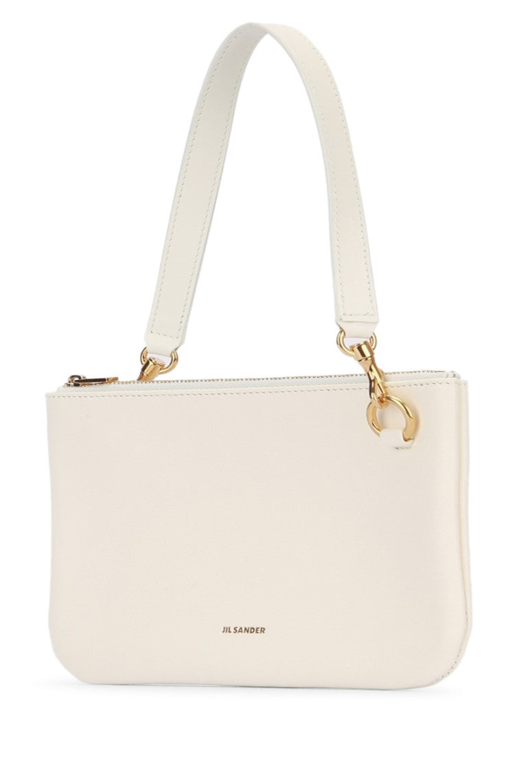 Jil Sander Rectangular White Handbag With Gold Accents