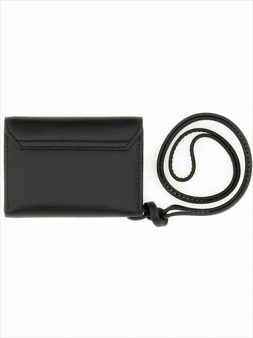 Jacquemus Rectangular Black Leather Card Wallet With Logo Detailing