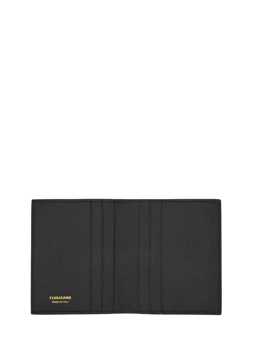 Ferragamo Textured Bi-Fold Micro Gancio Wallet