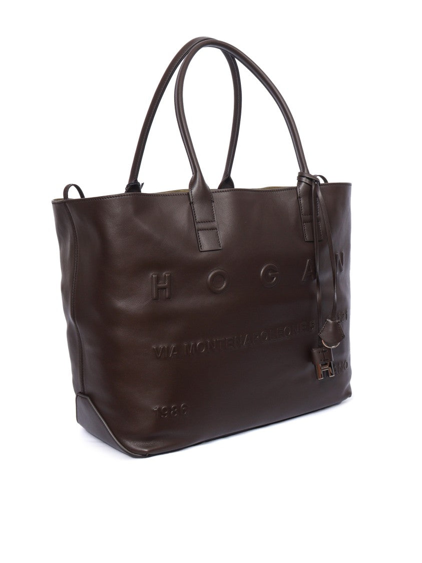 Hogan Address Medium Calfskin Leather Tote Bag