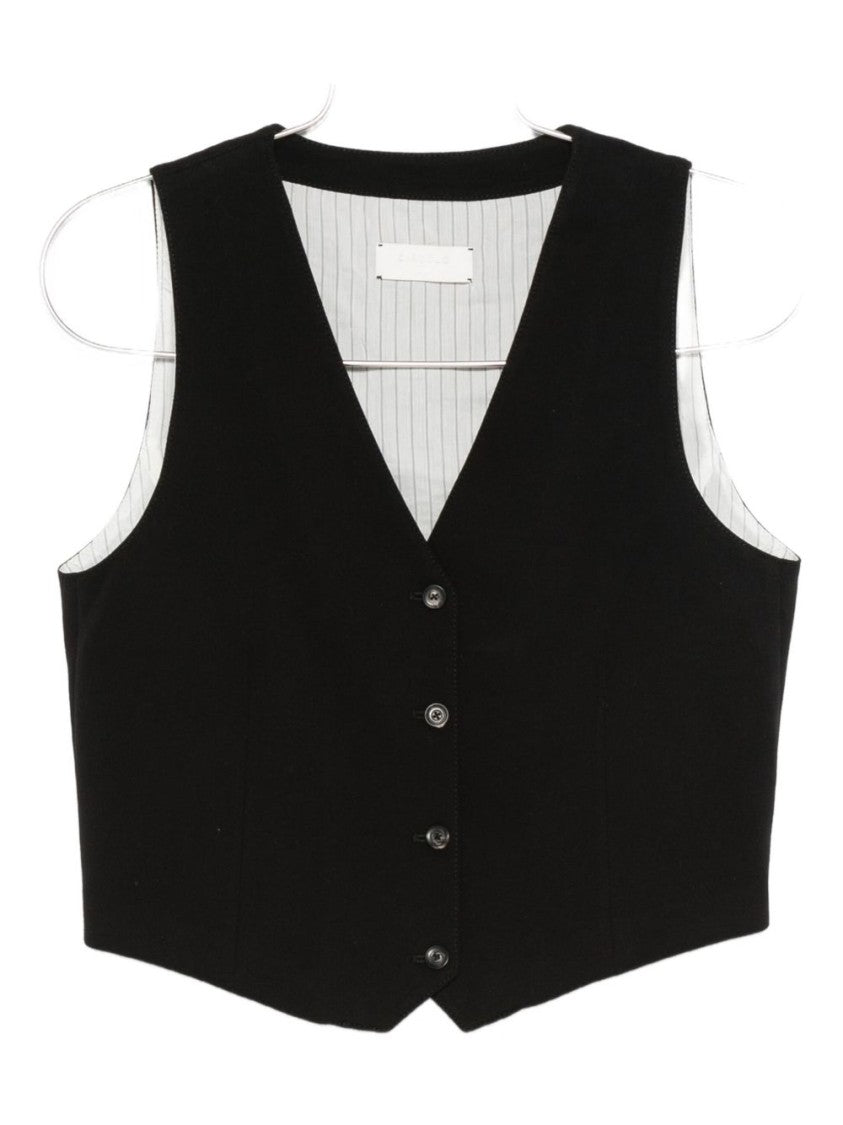 Circolo 1901 Black Sleeveless Knit Vest With V-Neckline