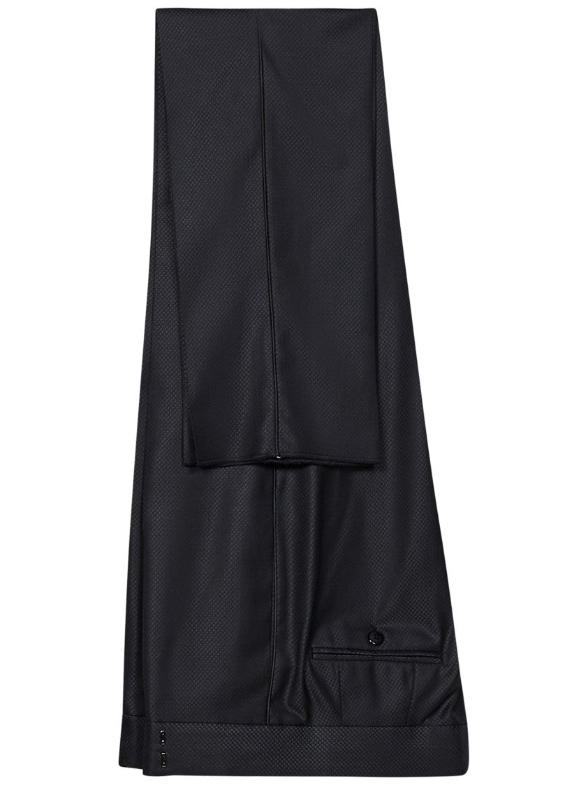 Emporio Armani Black Wool Tuxedo Suit