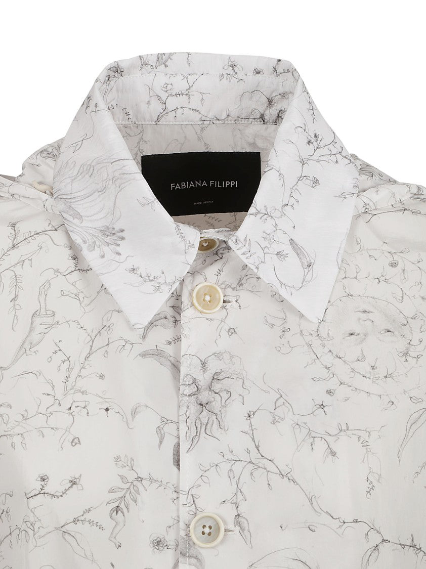 Fabiana Filippi Floral-Print Lightweight Coat With Button-Up Front