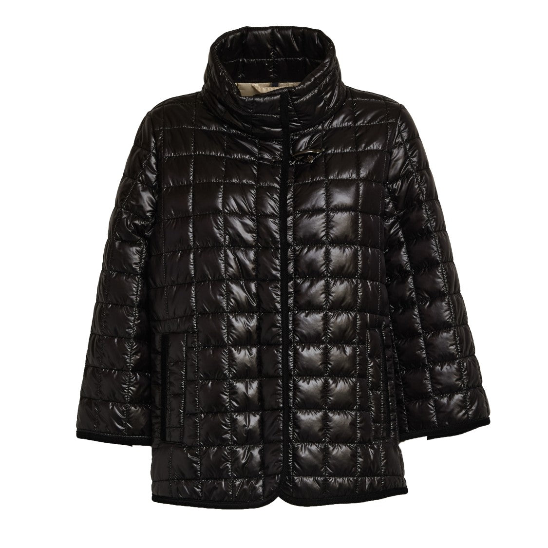 Fay Quilted Coat With Velvet Trim And Diamond Pattern
