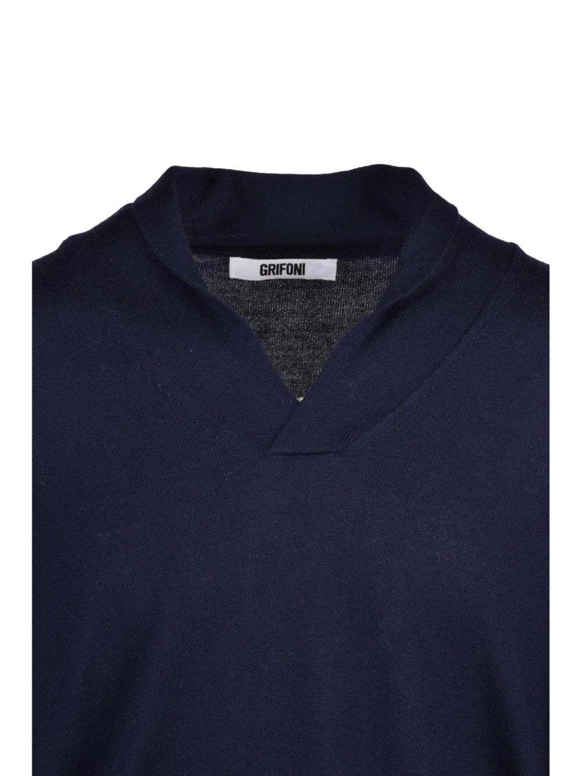 Grifoni Multicolor Virgin Wool V-Neck Pullover