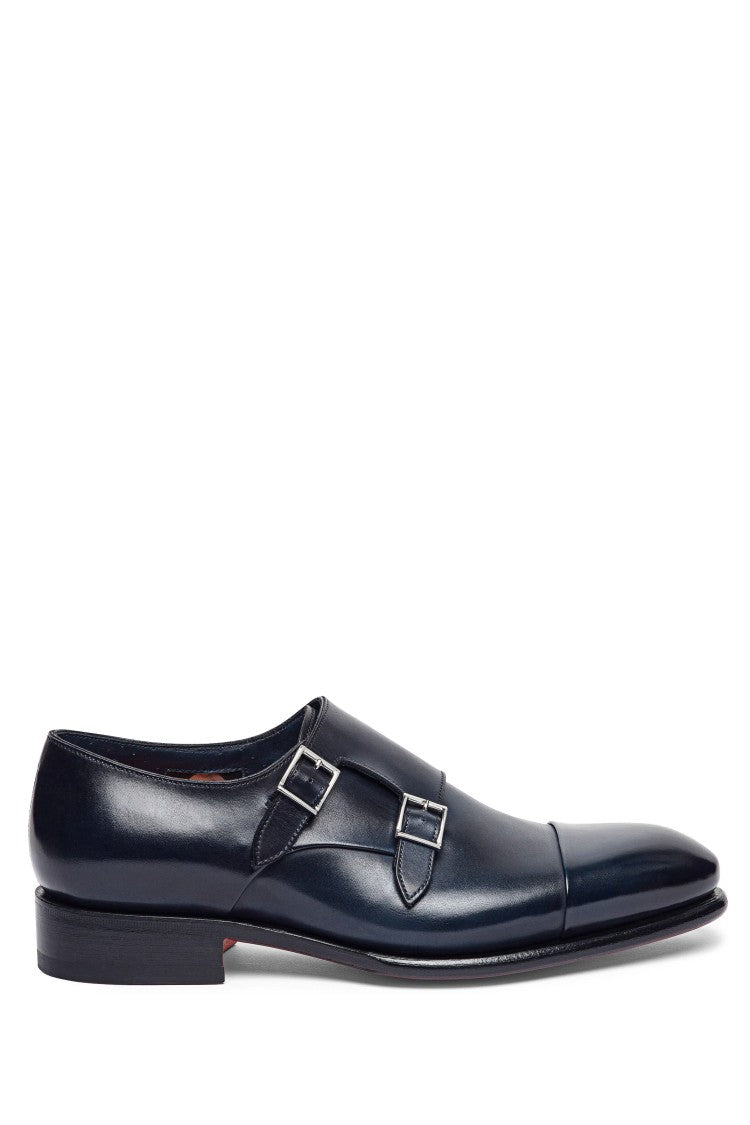 Santoni Double-Buckle Goodyear Hand-Antiqued Shoes