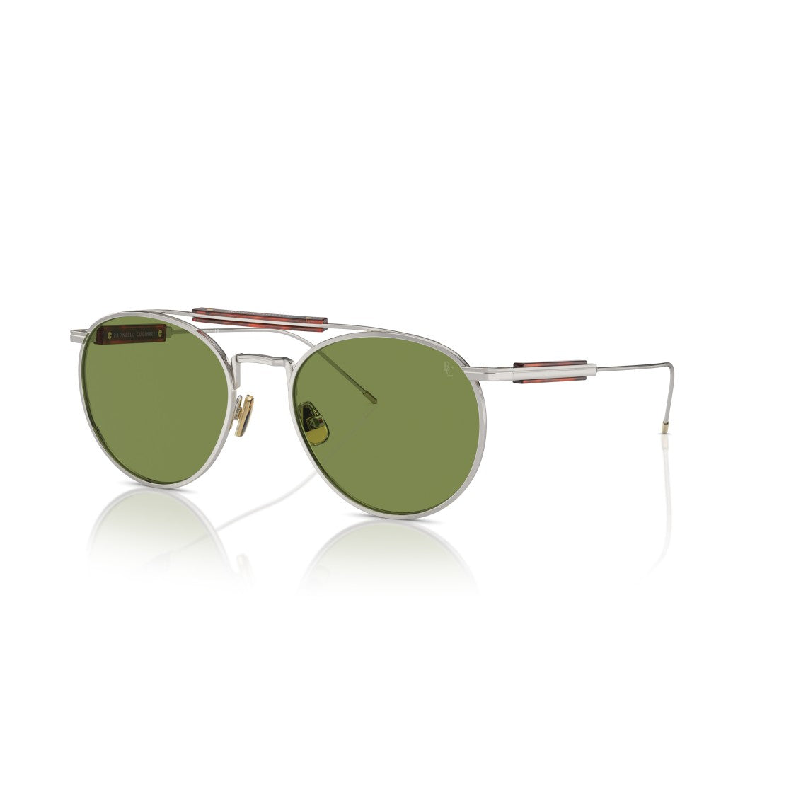 Brunello Cucinelli 0Bc2004st Titanium Frame Sunglasses With Green Lenses