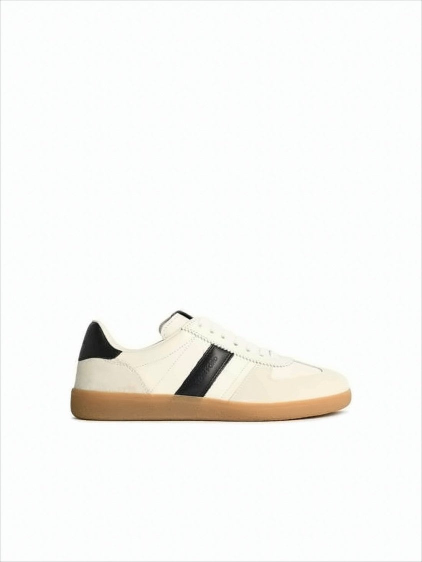 Tom Ford Low-Top Calf Leather Sneakers With Contrasting Black Details