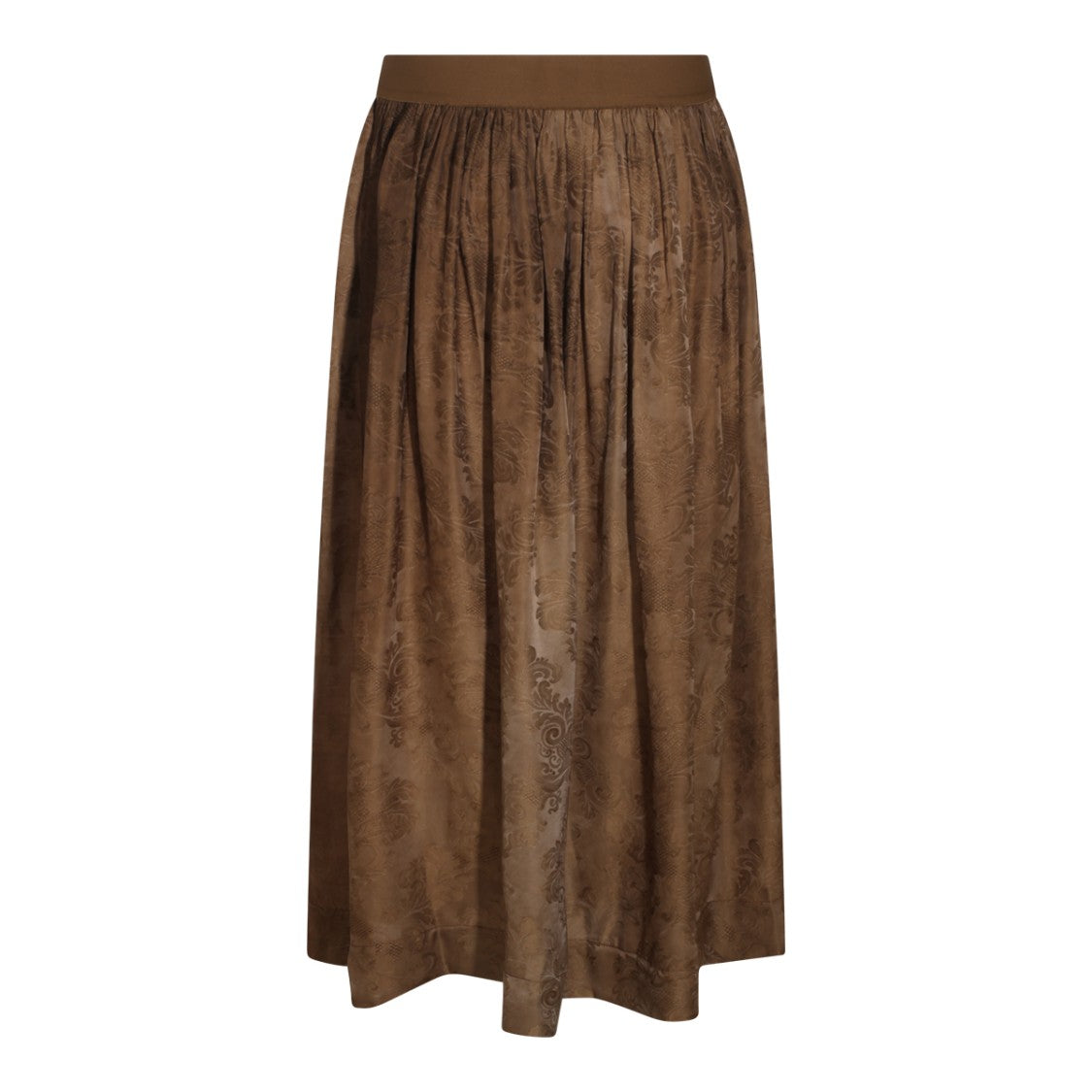 Uma Wang Rich Brown Jacquard Gathered Midi Skirt