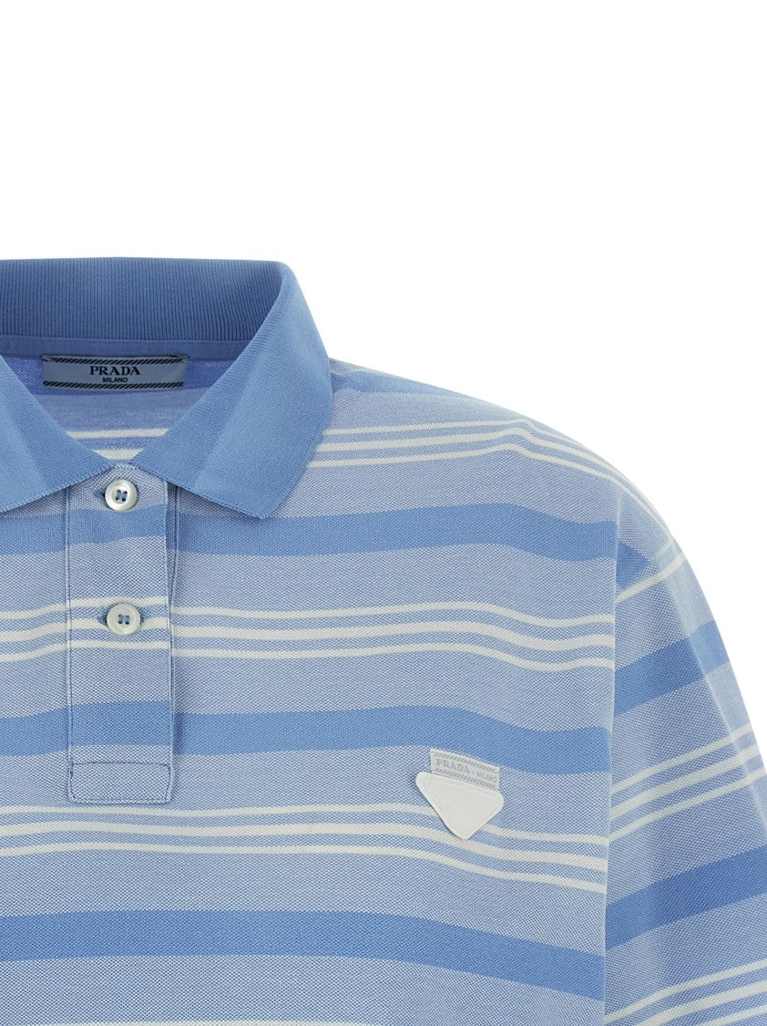 Prada Cropped Striped Polo Shirt
