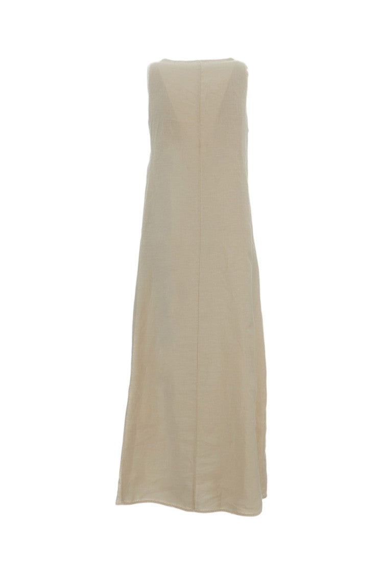 M.S.M. Milano Linen Maxi Dress With V-Neckline And A-Line Silhouette