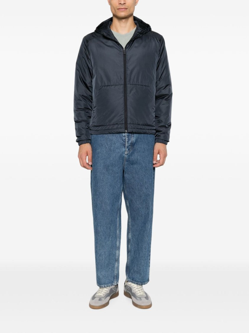 Aspesi Black Minimalist Hooded Elasticated Zip-Up Jacket