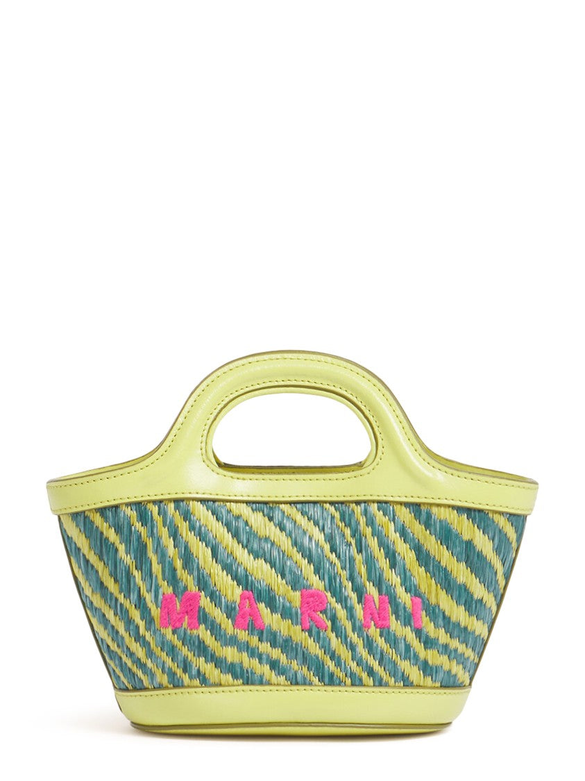 Marni Structured Handbag With Woven Pattern And Embroidered Detail