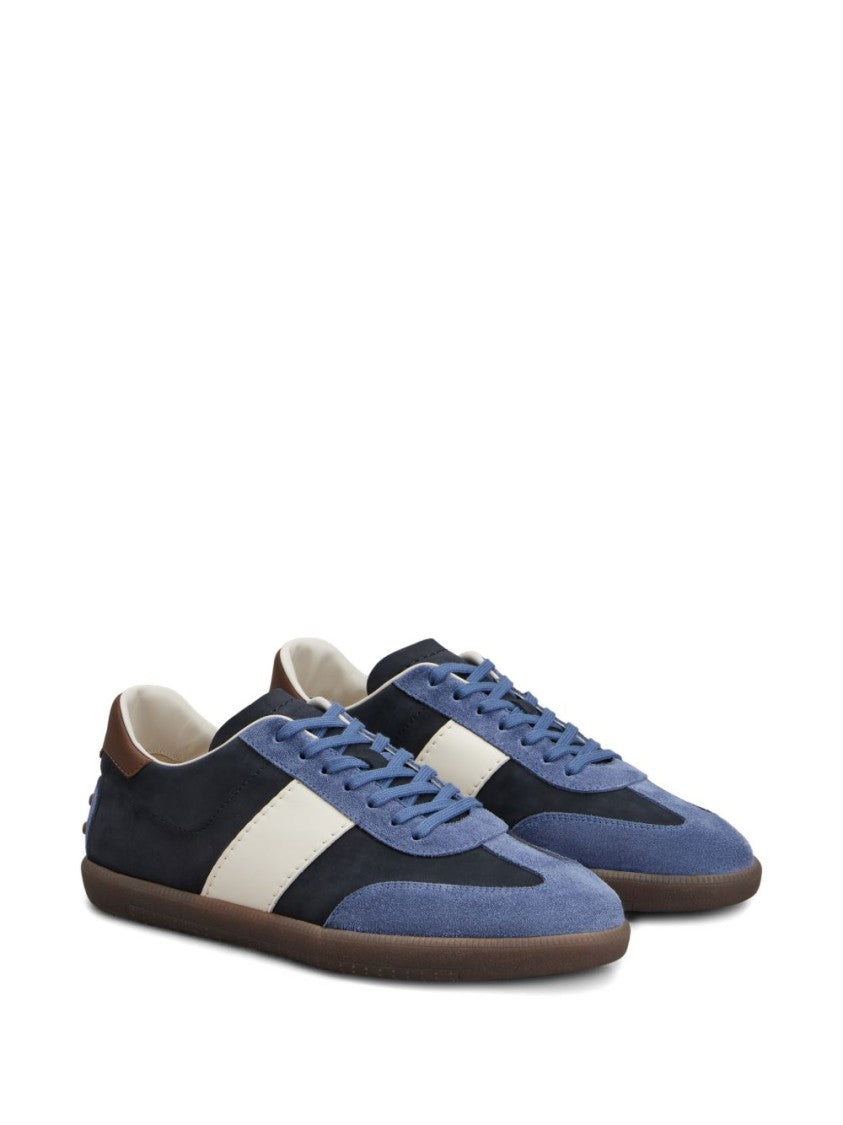 Tod's Blue Stripe Panel Contrast Heel Sneakers
