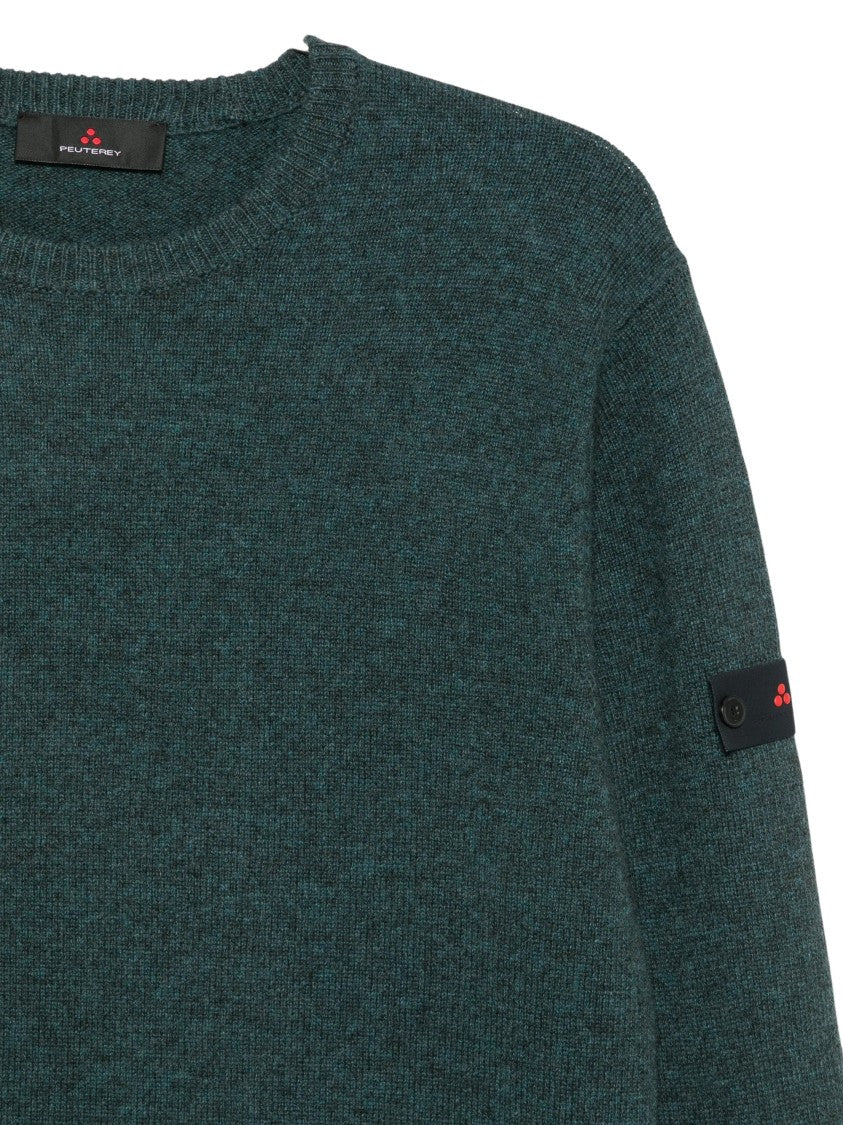 Peuterey Crew-Neck Sweater With Subtle Heathered Texture And Logo Patch