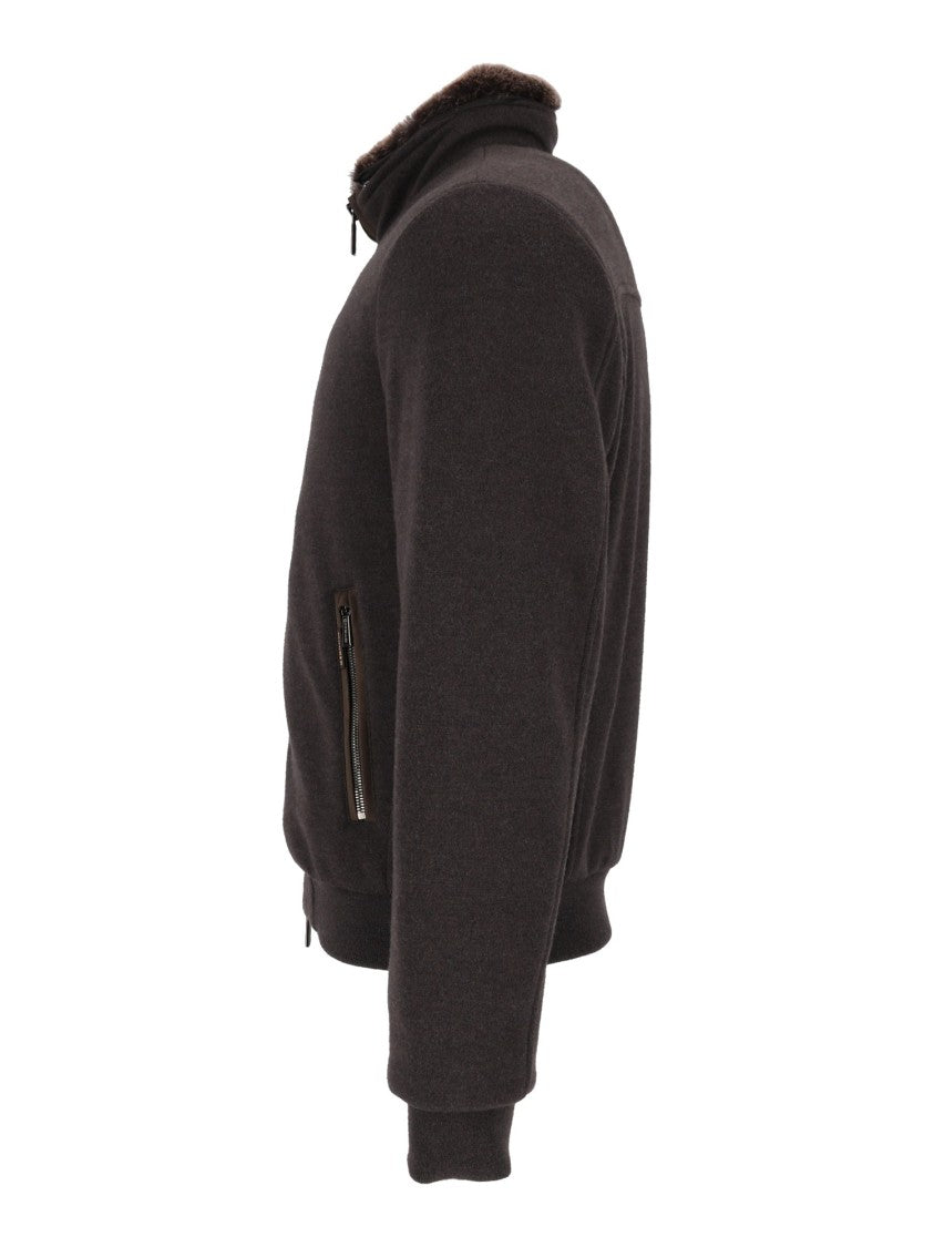 Moorer Brown Bellati-Mrw Wool-Blend Fur-Lined Jacket