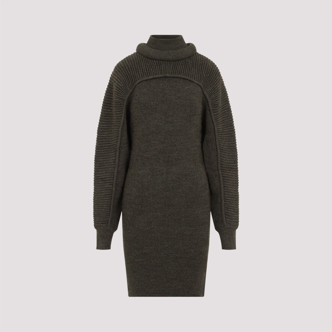 Isabel Marant Green Wool Fitted Turtleneck Dress