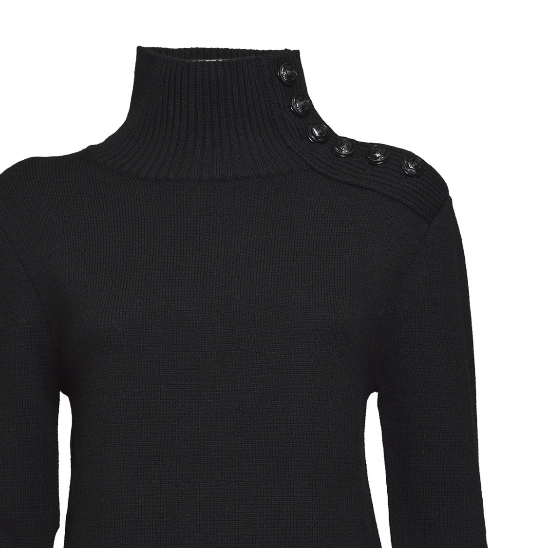 Rabanne Black Turtleneck Sweater With Logo Buttons