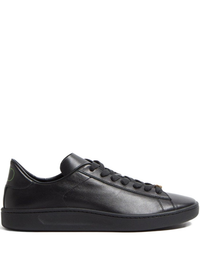Valentino Garavani Black Leather Lace-Up Royco Sneakers With Vlogo Signature