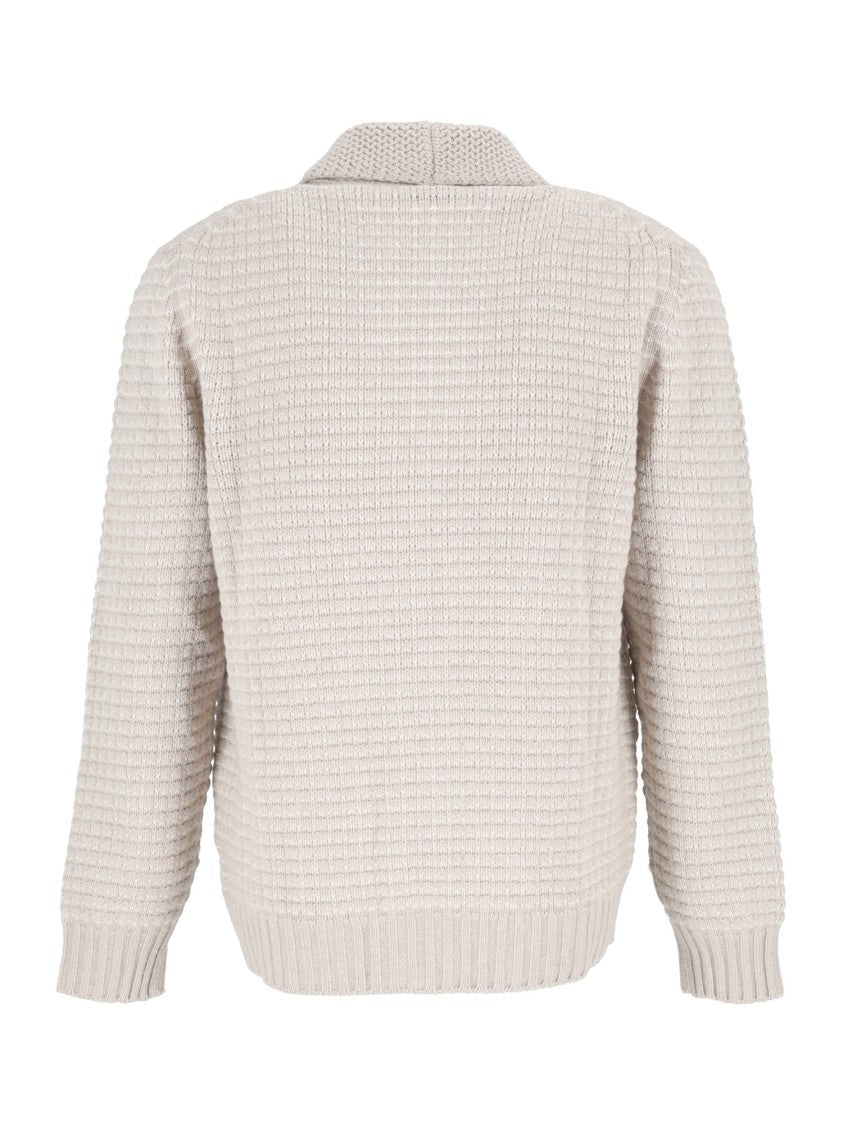 Sette Fili Cashmere Textured Shawl Collar Knit Cardigan