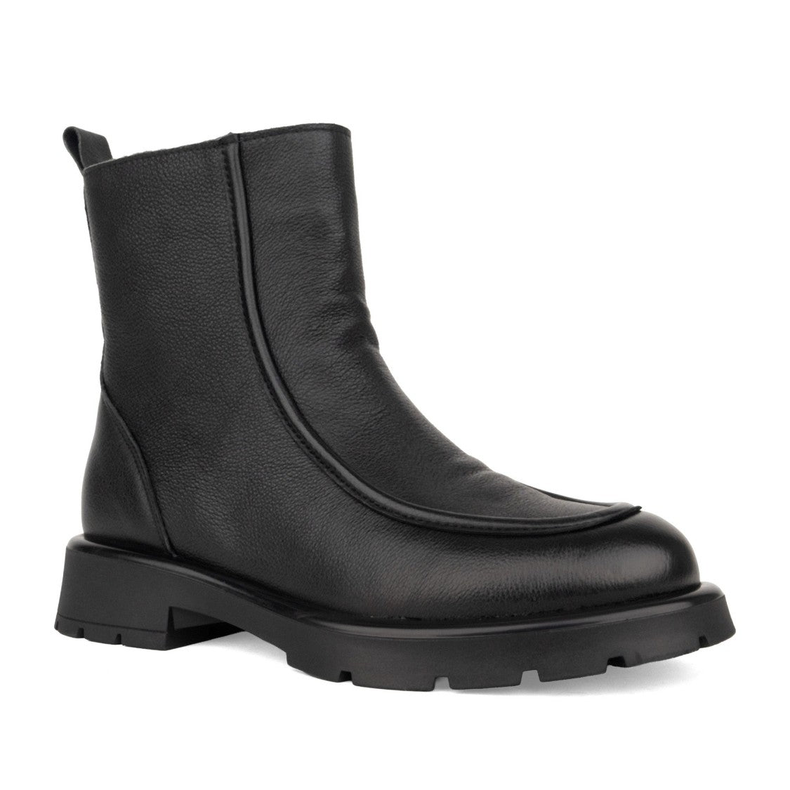 Linda Baumann Black Chic Seam Detail Leather Ankle Boots