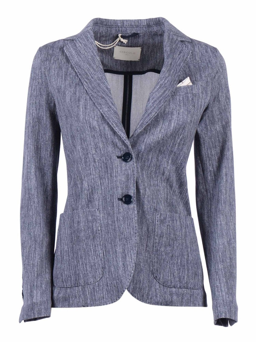 Circolo 1901 Blue Textured Slim Fit Jacket
