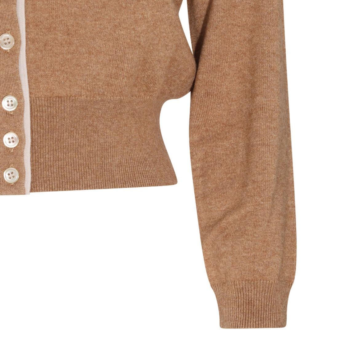 Isabel Marant Étoile Camel Brown Pearl-Button Abstract Knit Sweater