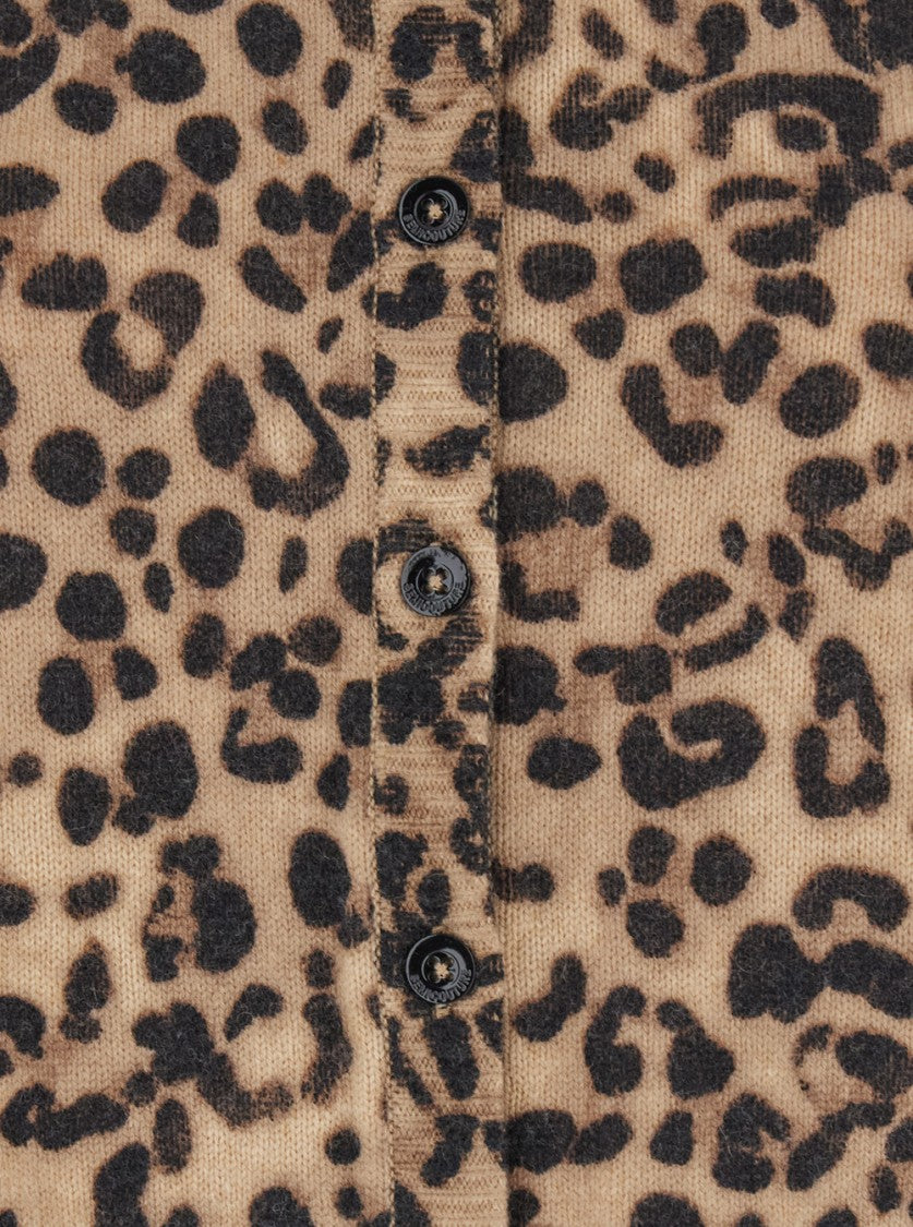 Semi Couture Leopard Print Cardigan With Round Neckline