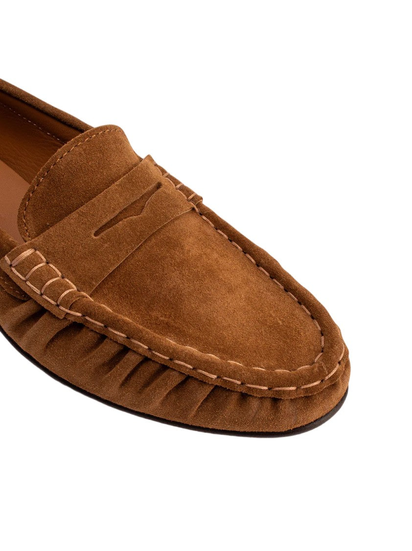 Poeve Hand-Stitched Gathered Suede Moccasins