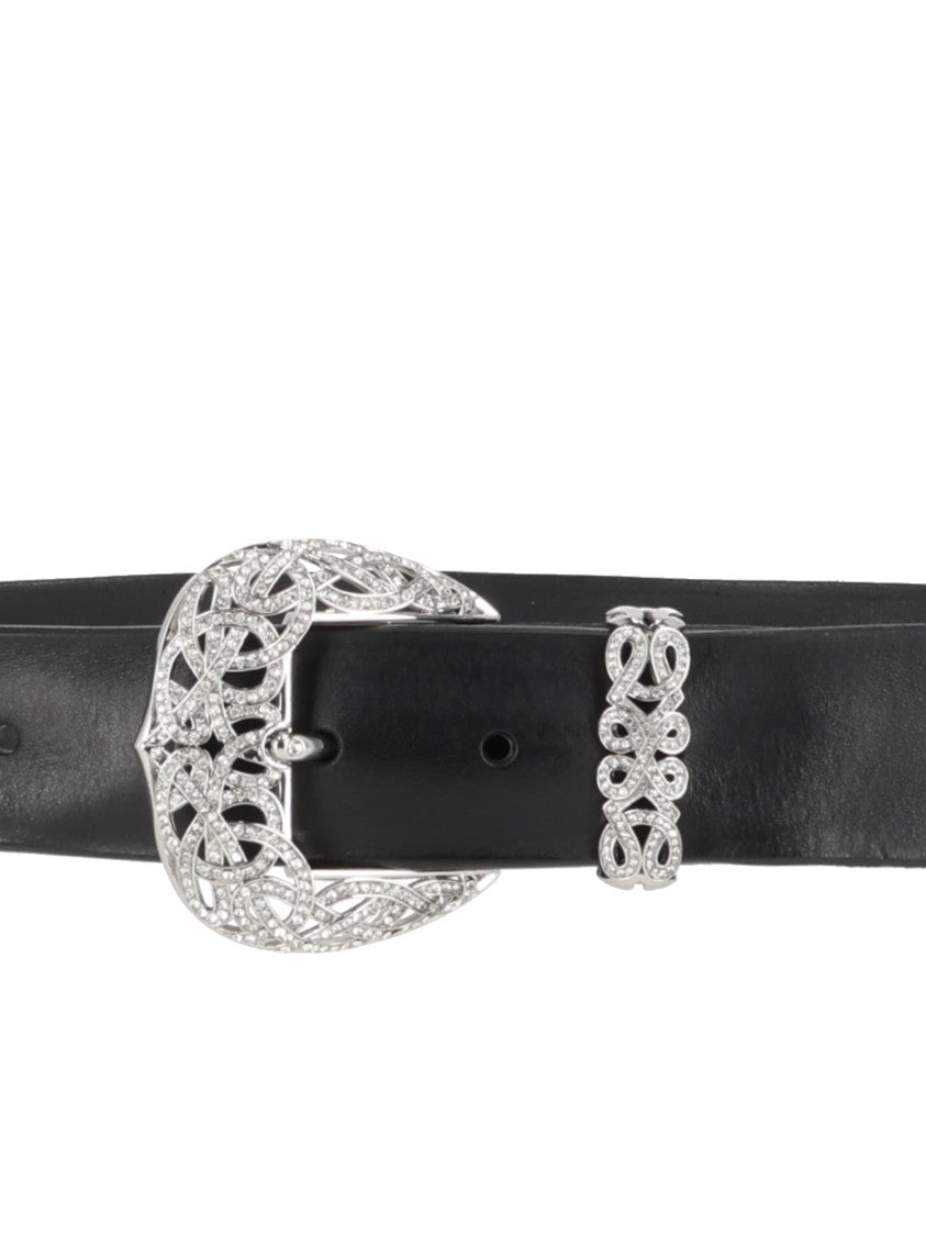 Claudio Orciani Black Sveva Bull Soft Trittico Leather Belt