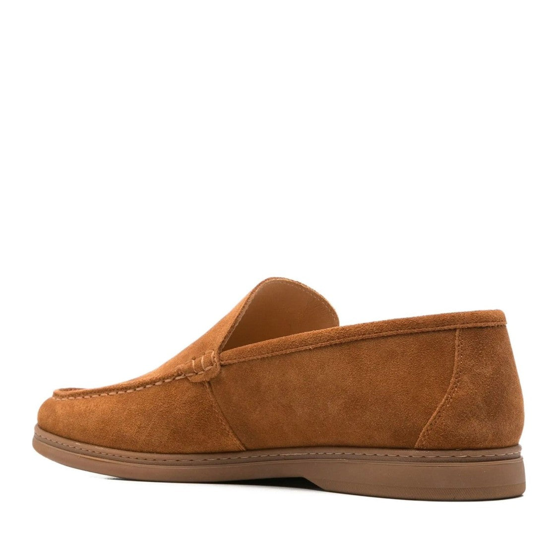 Alberto Gozzi Brown Detailed Stitching Suede Loafers