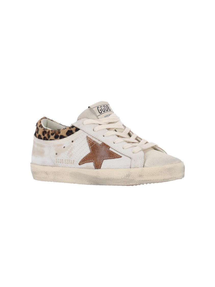 Golden Goose White Super-Star Distressed Calf Leather Sneakers