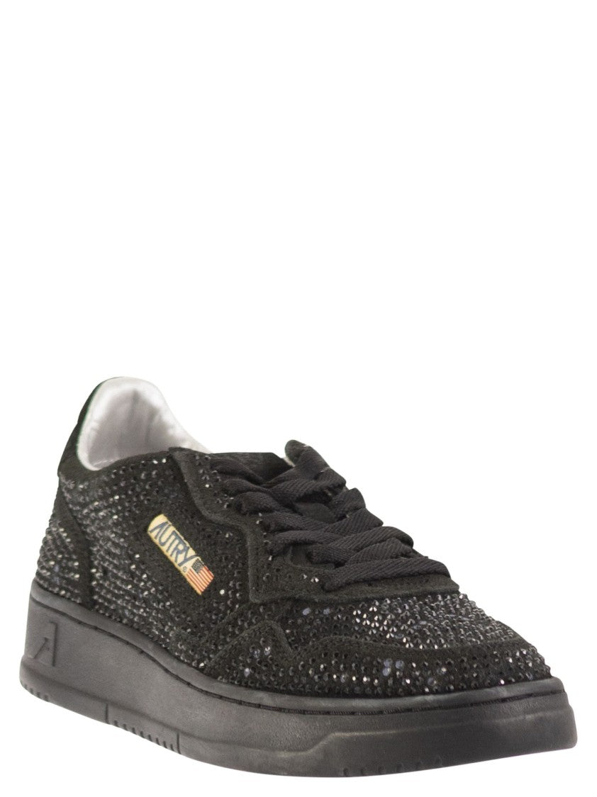 Autry Medalist Low - Suede Trainers With Rhinestones
