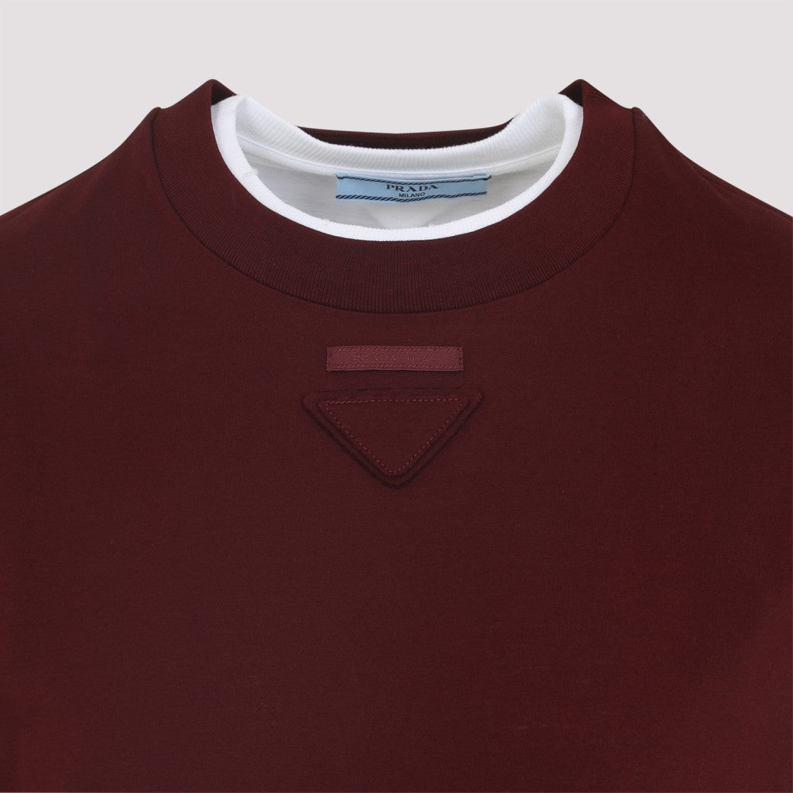 Prada Amaranth Red Cotton Crew Neck T-Shirt