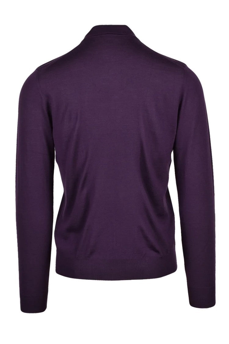 Drumohr Merino Wool Knit Polo - Purple