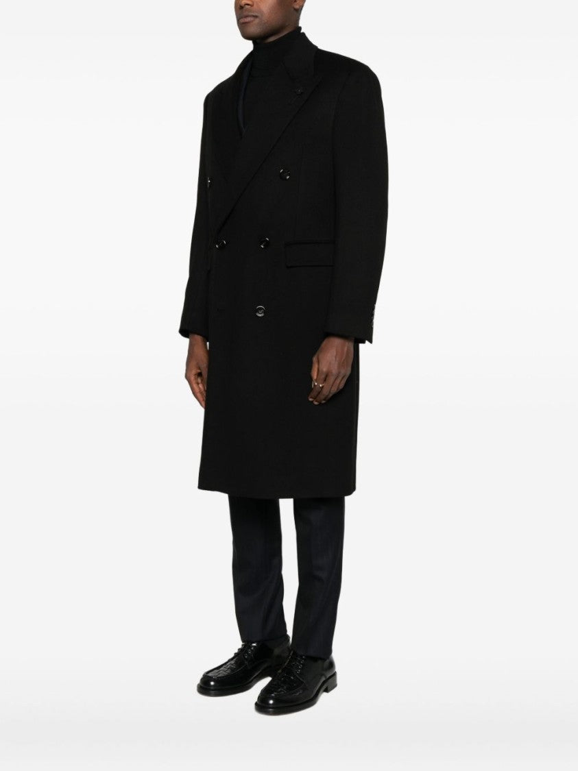 Lardini Double-Breasted Tailored Coat With Floral Detail