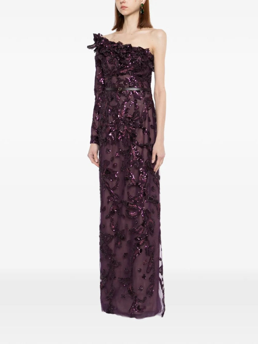 Saiid Kobeisy One-Shoulder Embroidered Tulle Dress