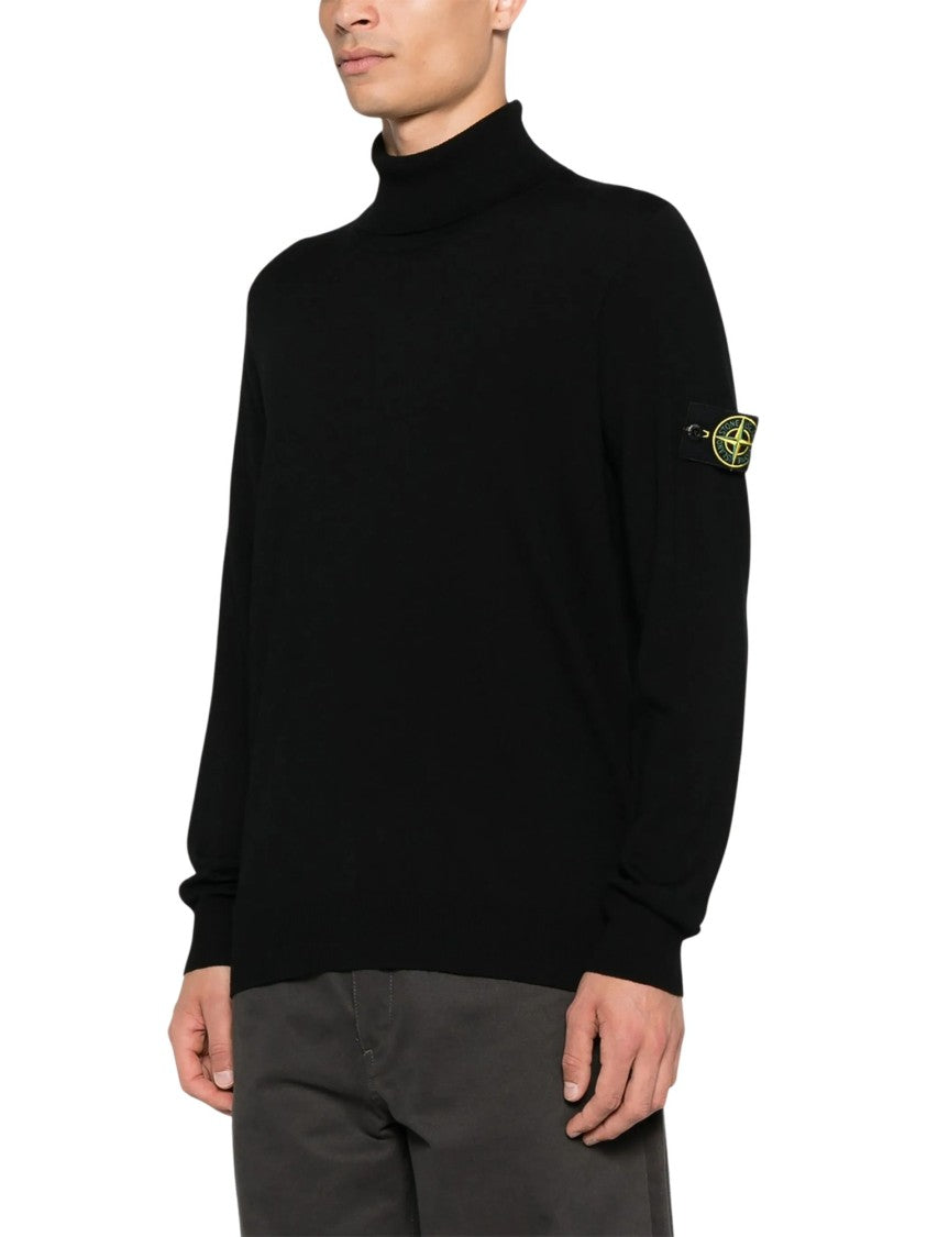 Stone Island T-Neck Patch Logo Turtleneck Sweater