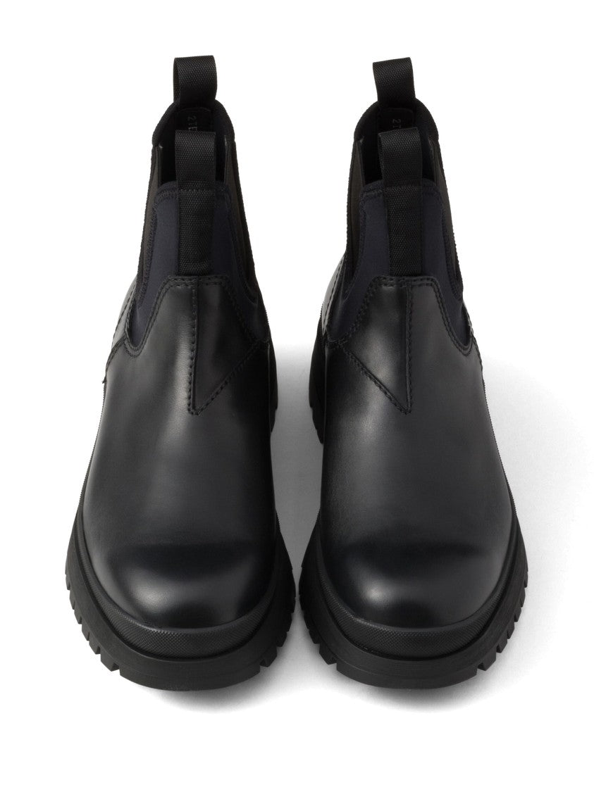 Prada Black Brixxen Leather Chelsea Boots