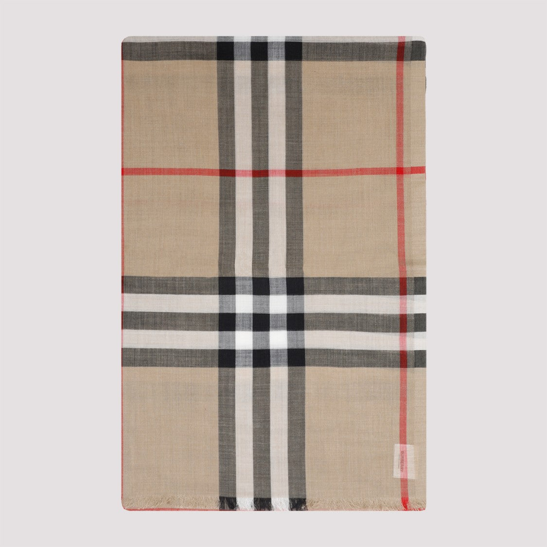 Burberry Beige Wool And Silk Check Scarf