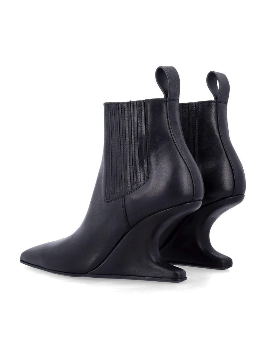 Rick Owens Ankle Sharp Black Washed Calf Leather Boots