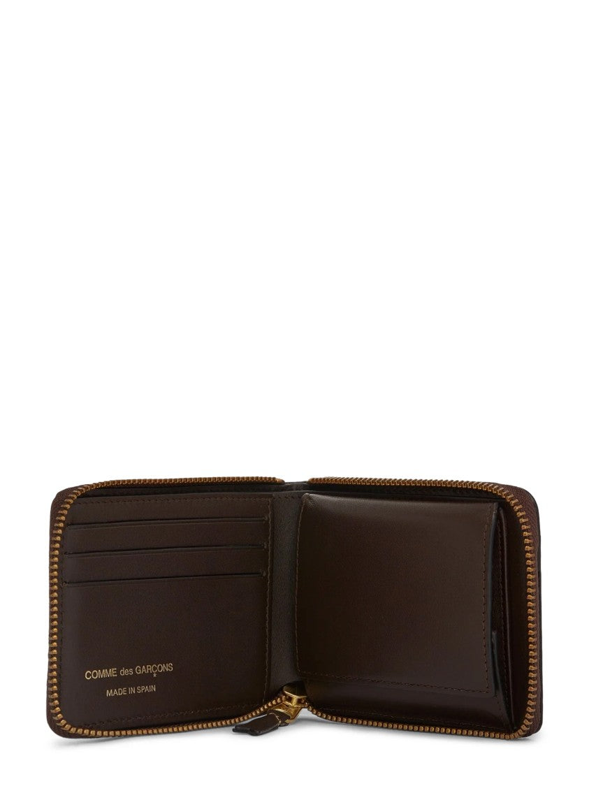 Comme Des Garçons Smooth Calfskin Zip-Around Wallet With Gold-Tone Closure