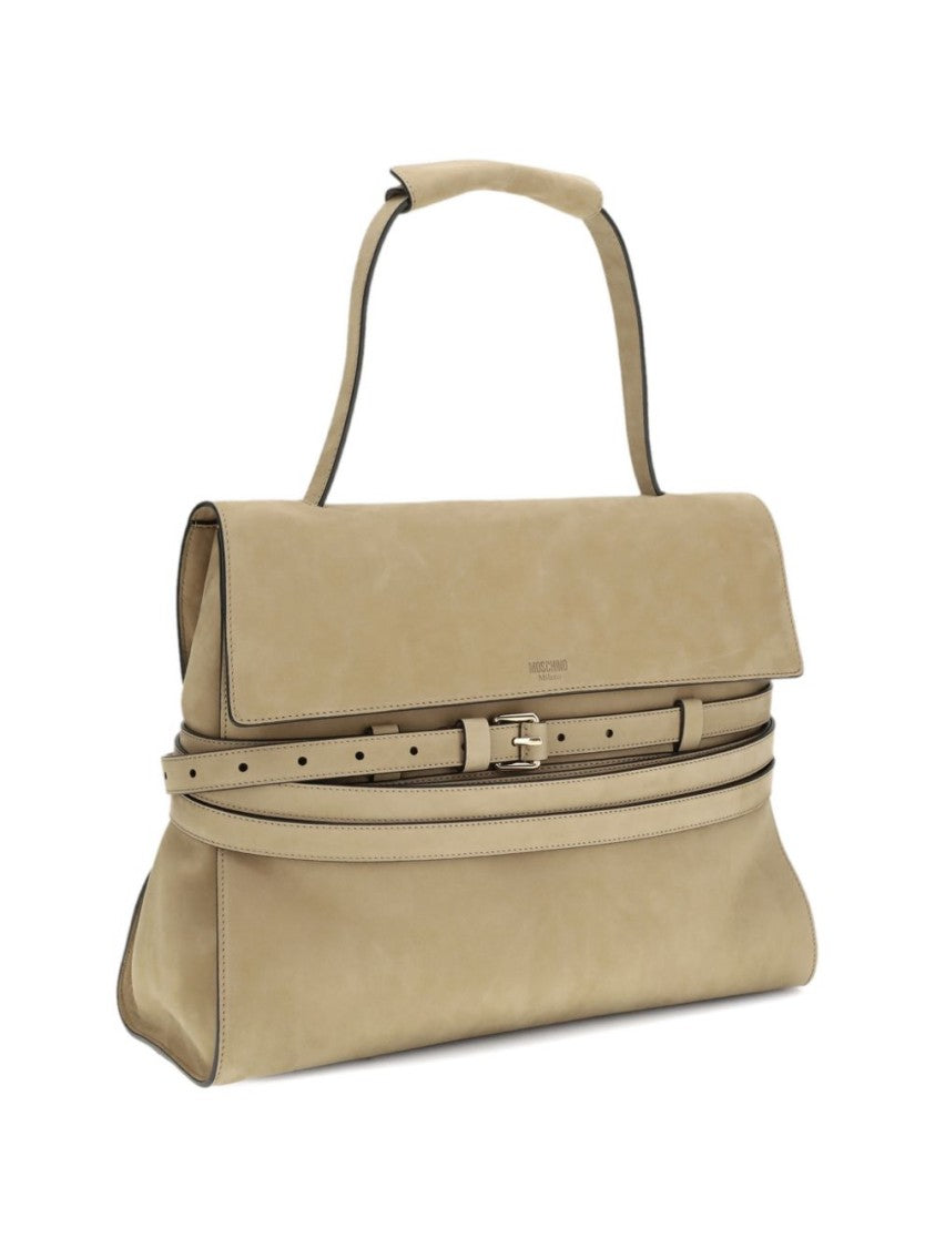 Moschino Structured Rectangular Decorative Belt Silk Bag