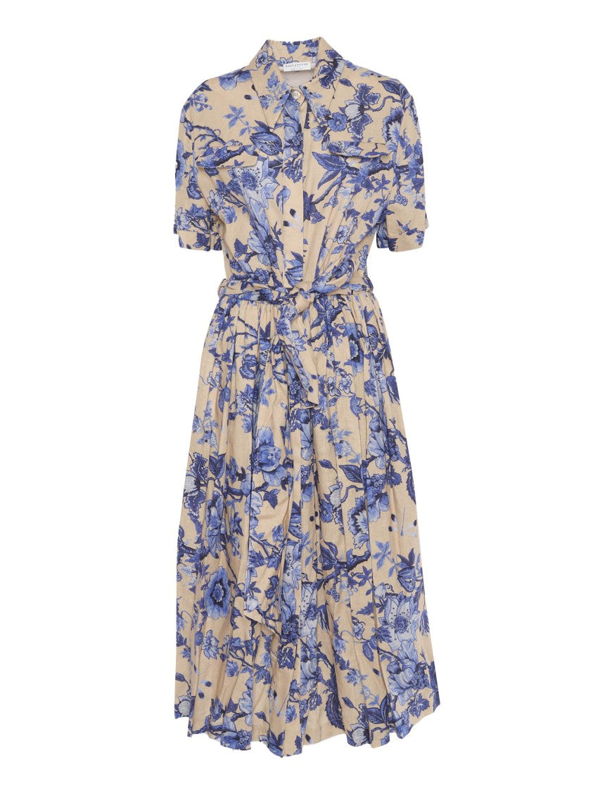 Ballantyne Floral Print Belted Shirt Dress