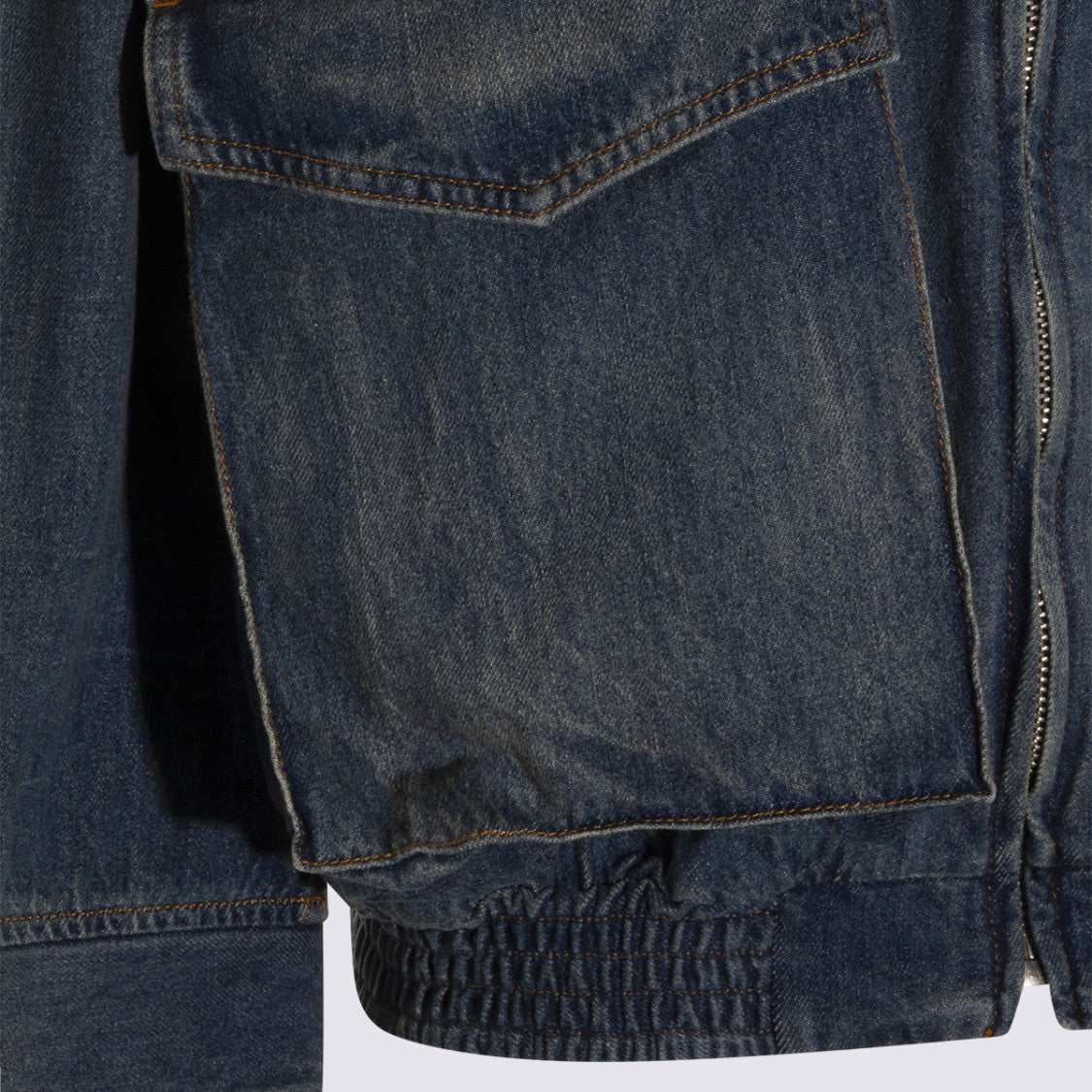 Mm6 By Maison Margiela Vintage Wash Denim Jacket With Front Zipper