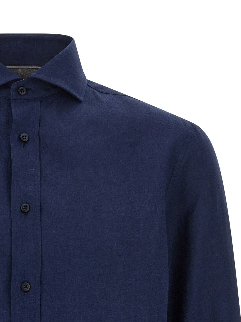 Brunello Cucinelli Tailored Linen Shirt With French Collar